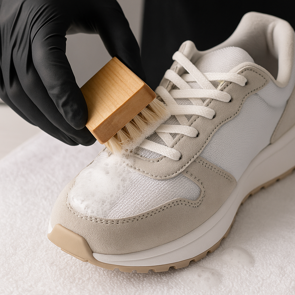 Proses membersihkan sepatu WashLabs